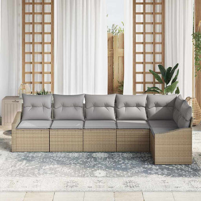 Set di divani con cuscino 6 pcs Beige polyrattan