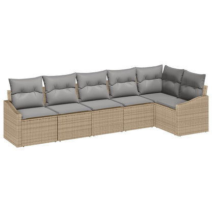 Set di divani con cuscino 6 pcs Beige polyrattan