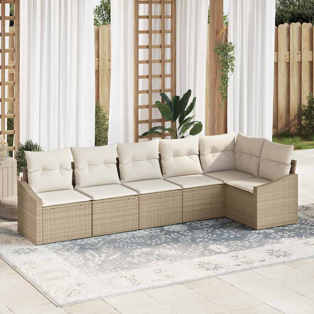Set di divani con cuscino 6 pcs Beige polyrattan