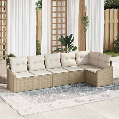 Set di divani con cuscino 6 pcs Beige polyrattan