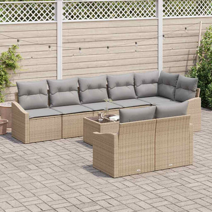 Set di divani con cuscino 9 pcs Beige polyrattan