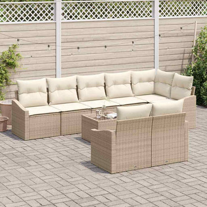 Set di divani con cuscino 9 pcs Beige polyrattan