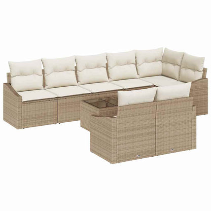 Set di divani con cuscino 9 pcs Beige polyrattan