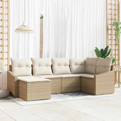 Set di divani con cuscino 6 pcs Beige polyrattan