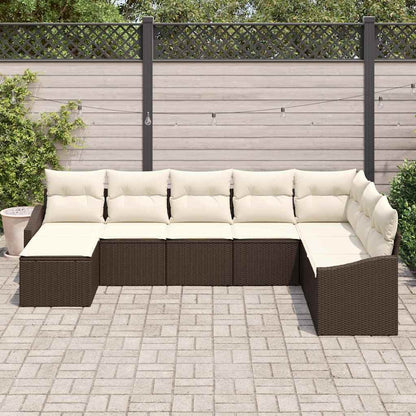 Set di divani con cuscino 8 pcs Marrone polyrattan