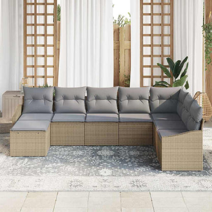 Set di divani con cuscino 8 pcs Beige polyrattan