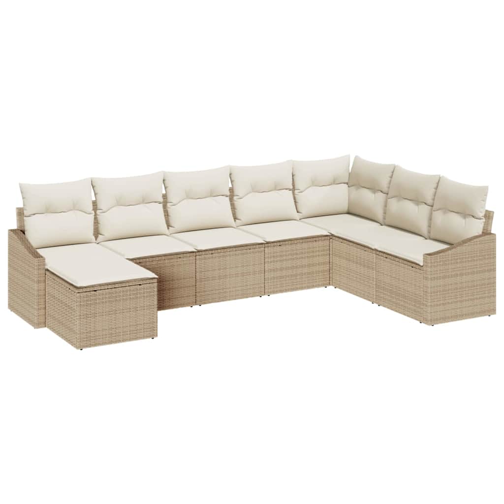 Set di divani con cuscino 8 pcs Beige polyrattan