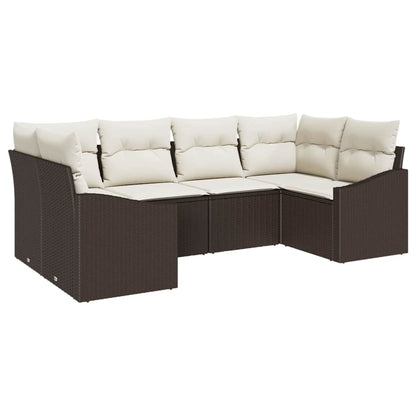 Set di divani con cuscino 6 pcs Marrone polyrattan