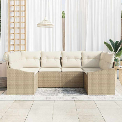 Set di divani con cuscino 6 pcs Beige polyrattan