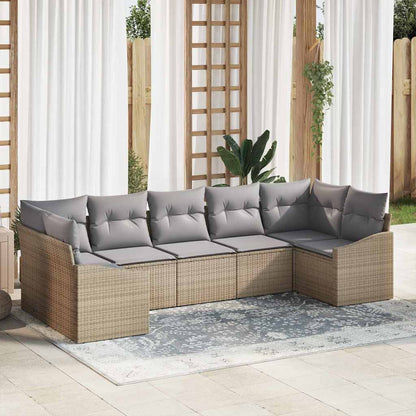 Set di divani con cuscino 7 pcs Beige polyrattan