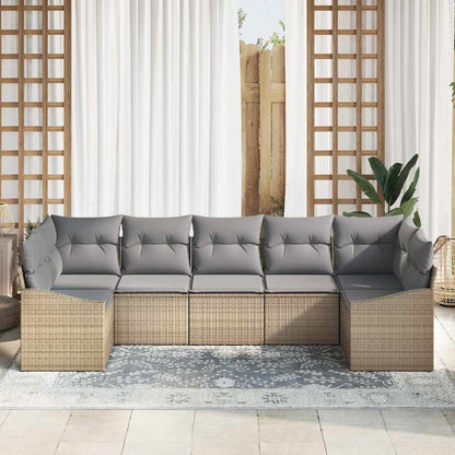 Set di divani con cuscino 7 pcs Beige polyrattan