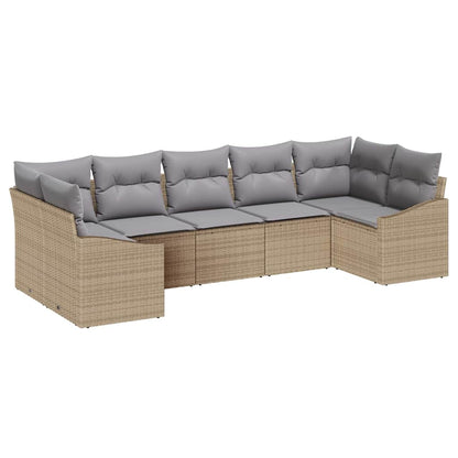Set di divani con cuscino 7 pcs Beige polyrattan