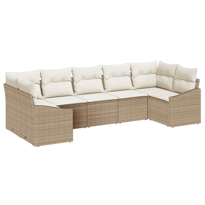 Set di divani con cuscino 7 pcs Beige polyrattan