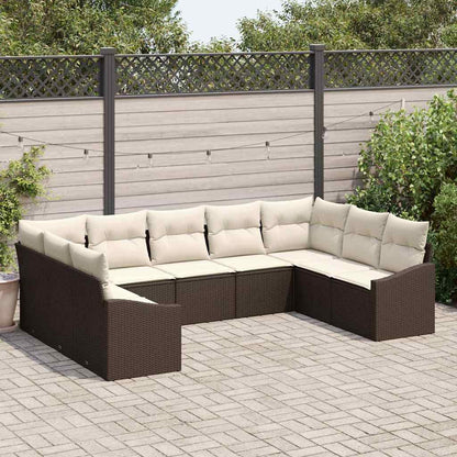 Set di divani con cuscino 9 pcs Marrone polyrattan