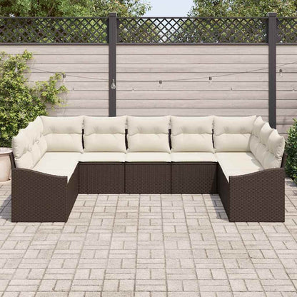 Set di divani con cuscino 9 pcs Marrone polyrattan