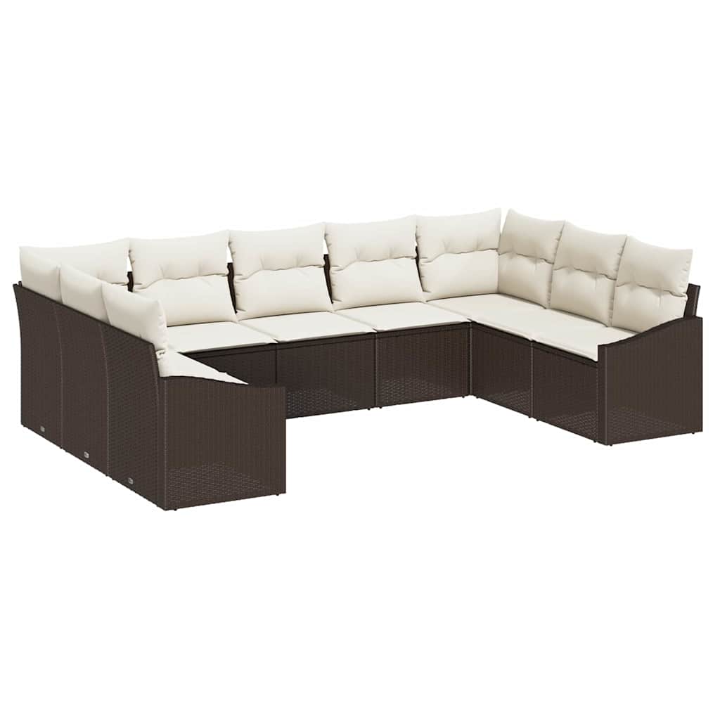 Set di divani con cuscino 9 pcs Marrone polyrattan
