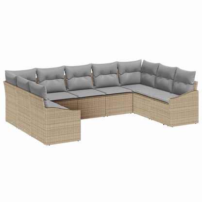 Set di divani con cuscino 9 pcs Beige polyrattan