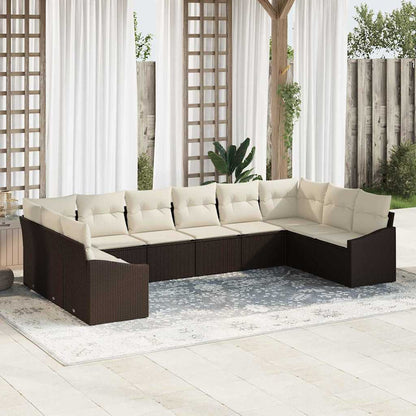 Set di divani con cuscino 10 pcs Marrone polyrattan