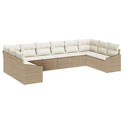 Set di divani con cuscino 10 pcs Beige Polyrattan