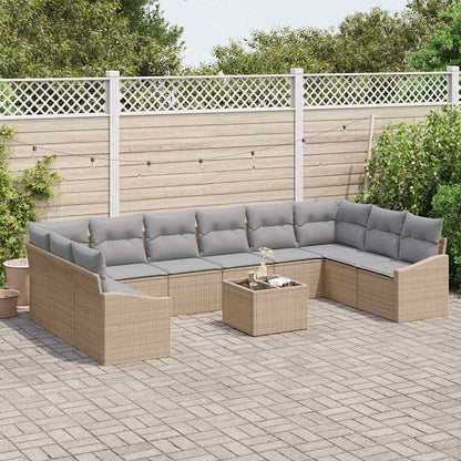 Set di divani con cuscino 11 pcs Beige Polyrattan
