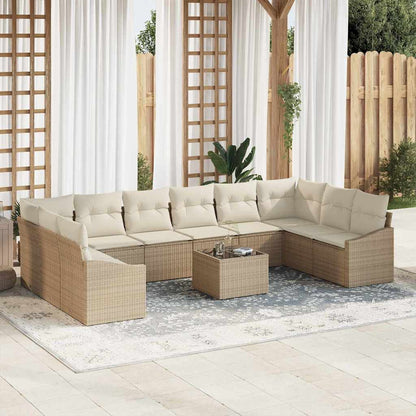 Set di divani con cuscino 11 pcs Beige Polyrattan