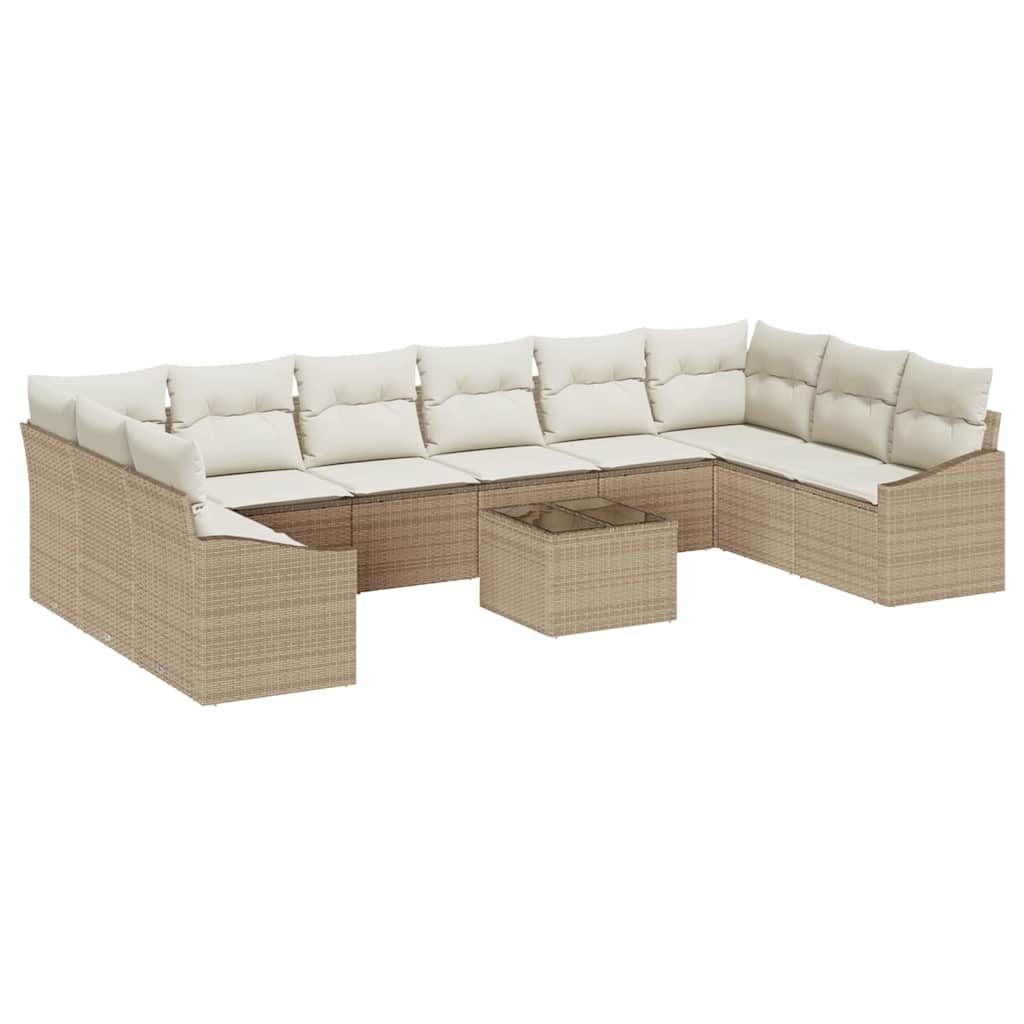 Set di divani con cuscino 11 pcs Beige Polyrattan