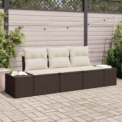Set di divani con cuscino 3 pcs Marrone polyrattan