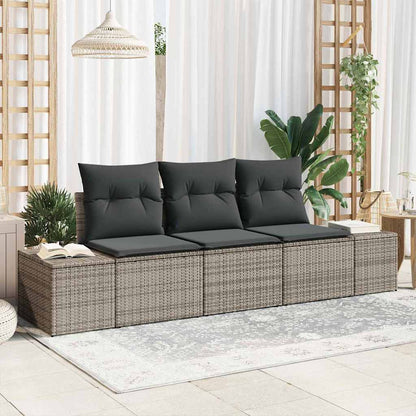 Set di divani con cuscino 3 pcs Grigio polyrattan