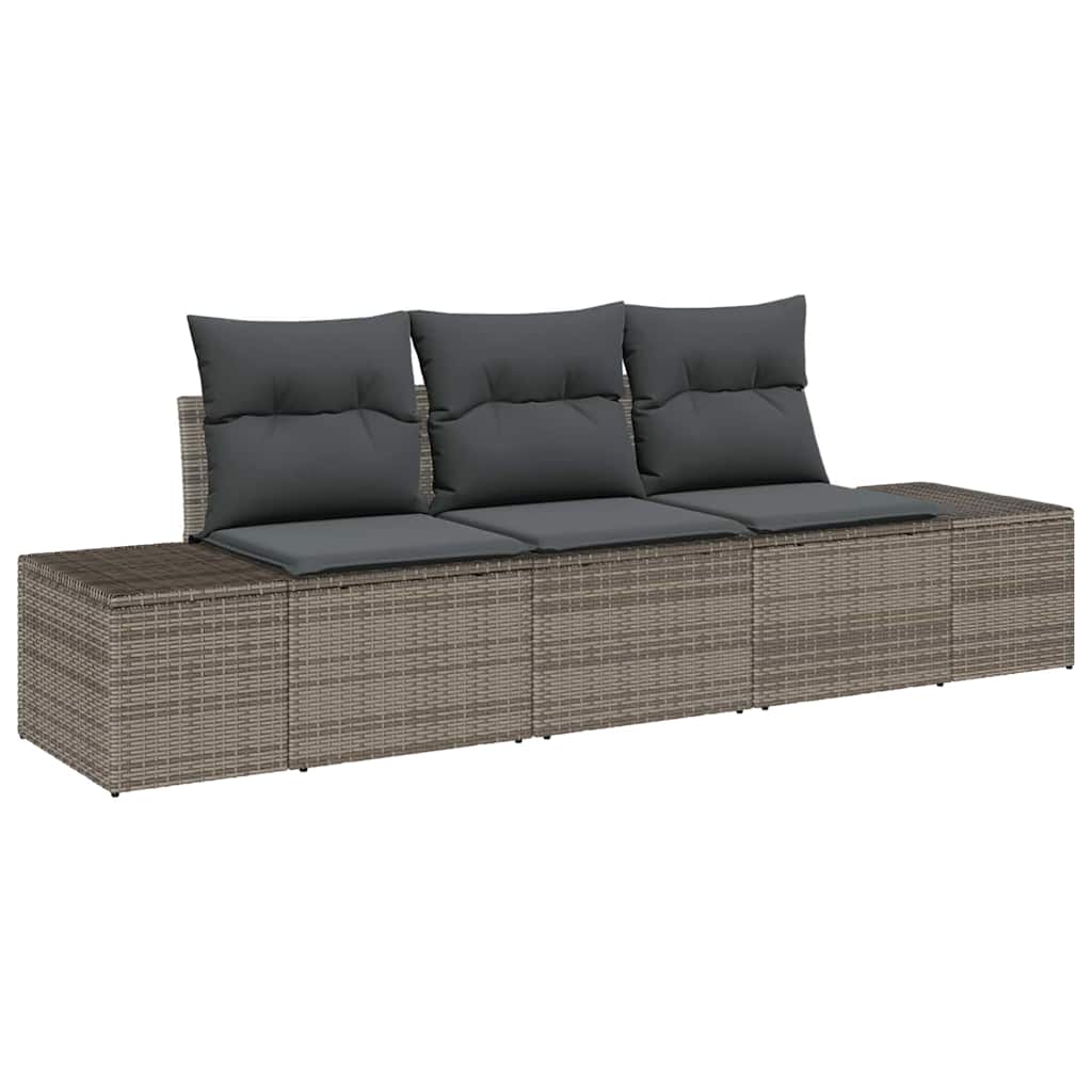 Set di divani con cuscino 3 pcs Grigio polyrattan