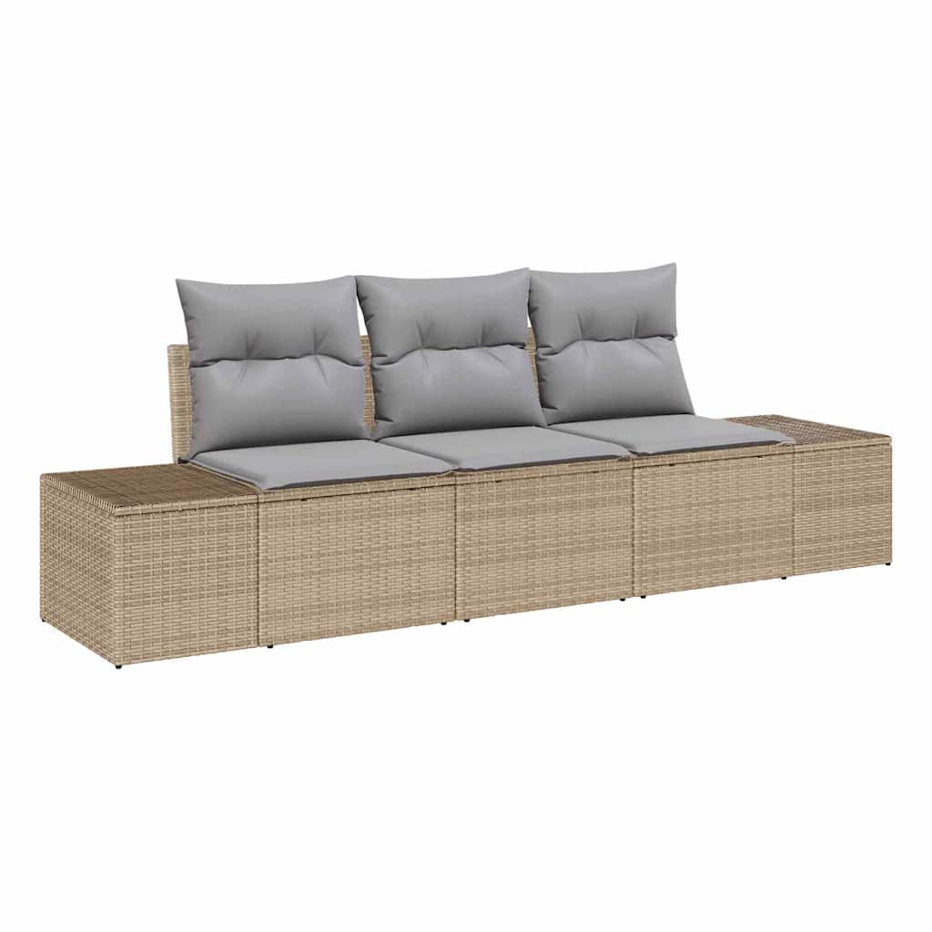 Set di divani con cuscino 3 pcs Beige polyrattan