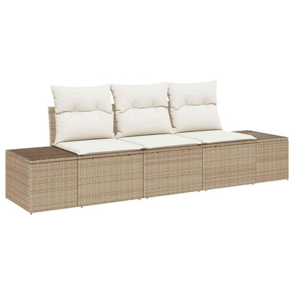 Set di divani con cuscino 3 pcs Beige polyrattan