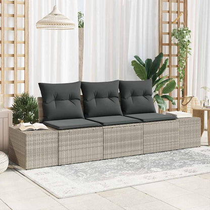 Set di divani con cuscino 3 pcs Grigio chiaro polyrattan