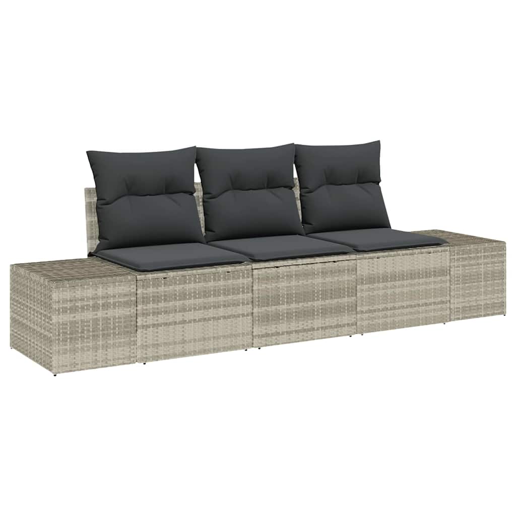 Set di divani con cuscino 3 pcs Grigio chiaro polyrattan