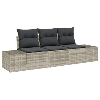 Set di divani con cuscino 3 pcs Grigio chiaro polyrattan