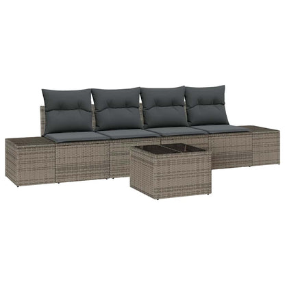 Set di divani con cuscino con cuscino 5 pcs Grigio polyrattan