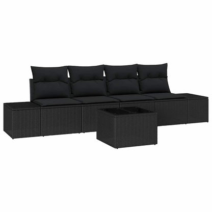 Set di divani con cuscino con cuscino 5 pcs Nero polyrattan