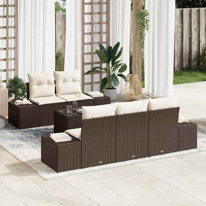 Set Divano da Giardino con cuscino Marrone polyrattan
