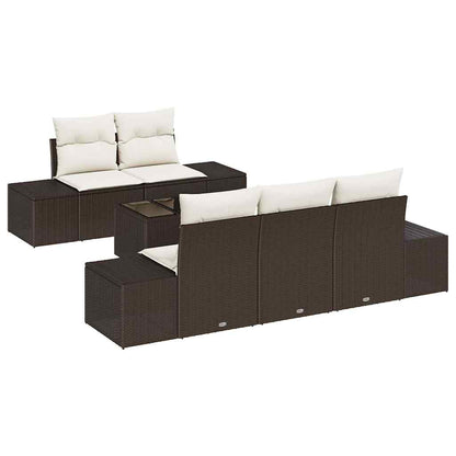 Set Divano da Giardino con cuscino Marrone polyrattan