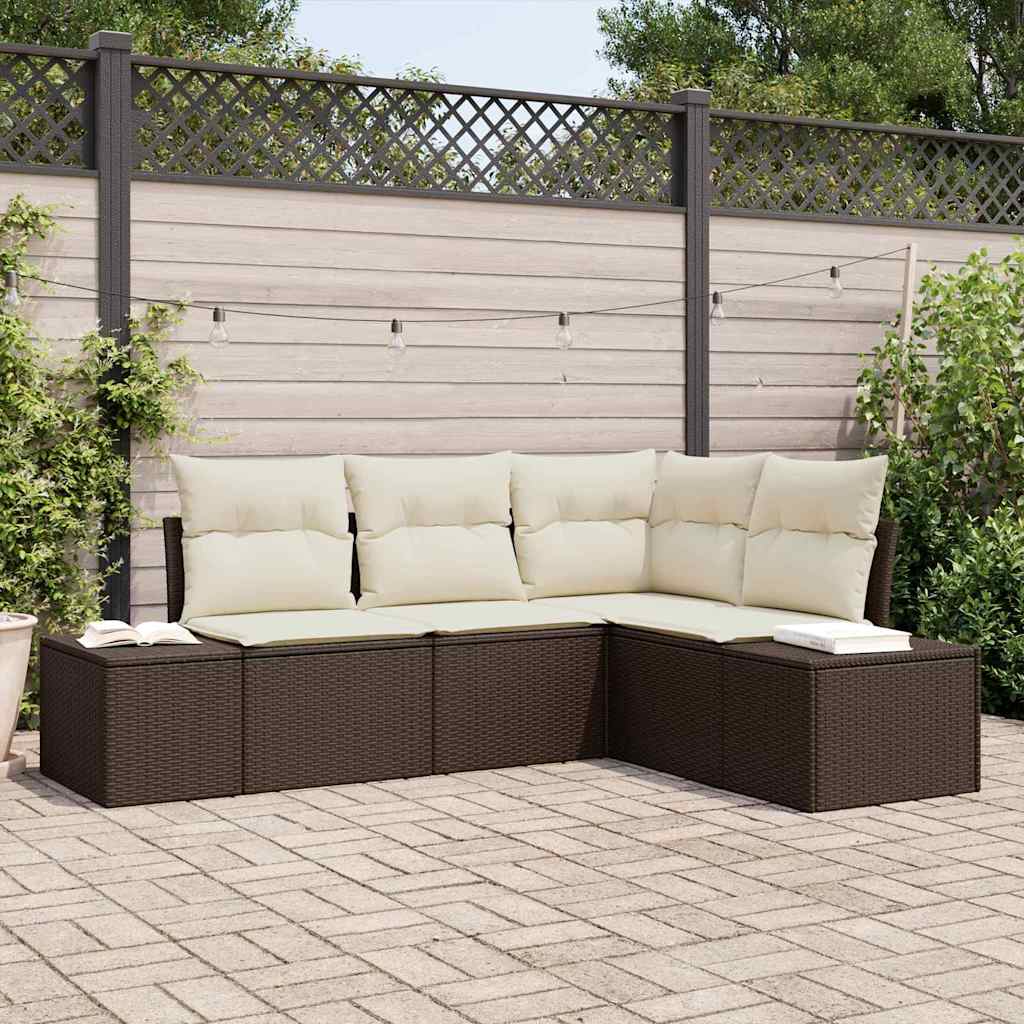 Set Divano da Giardino 4 pcs Marrone polyrattan