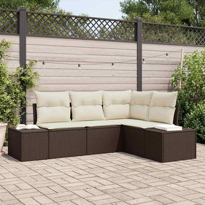 Set Divano da Giardino 4 pcs Marrone polyrattan