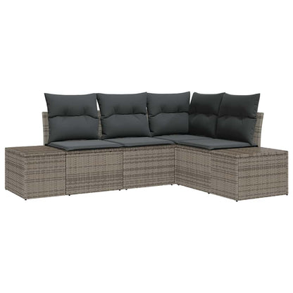 Set Divano da Giardino 4 pcs Grigio polyrattan