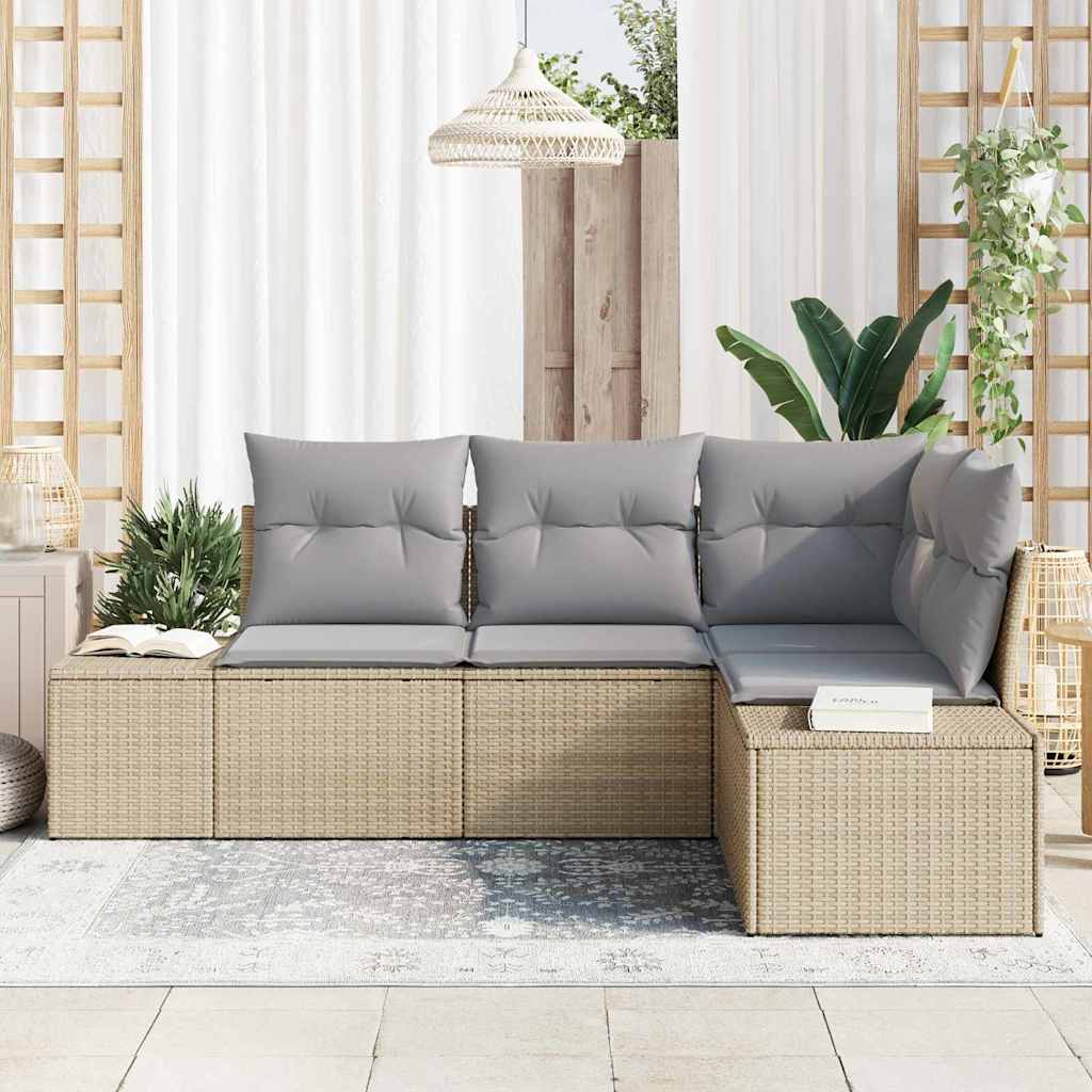 Set Divano da Giardino 4 pcs Beige polyrattan