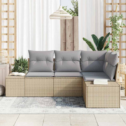 Set Divano da Giardino 4 pcs Beige polyrattan