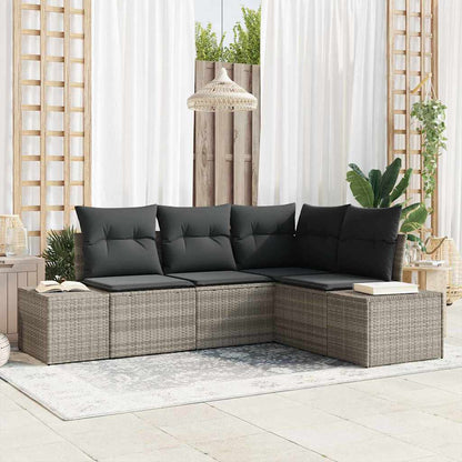 Set Divano da Giardino 4 pcs Grigio chiaro polyrattan