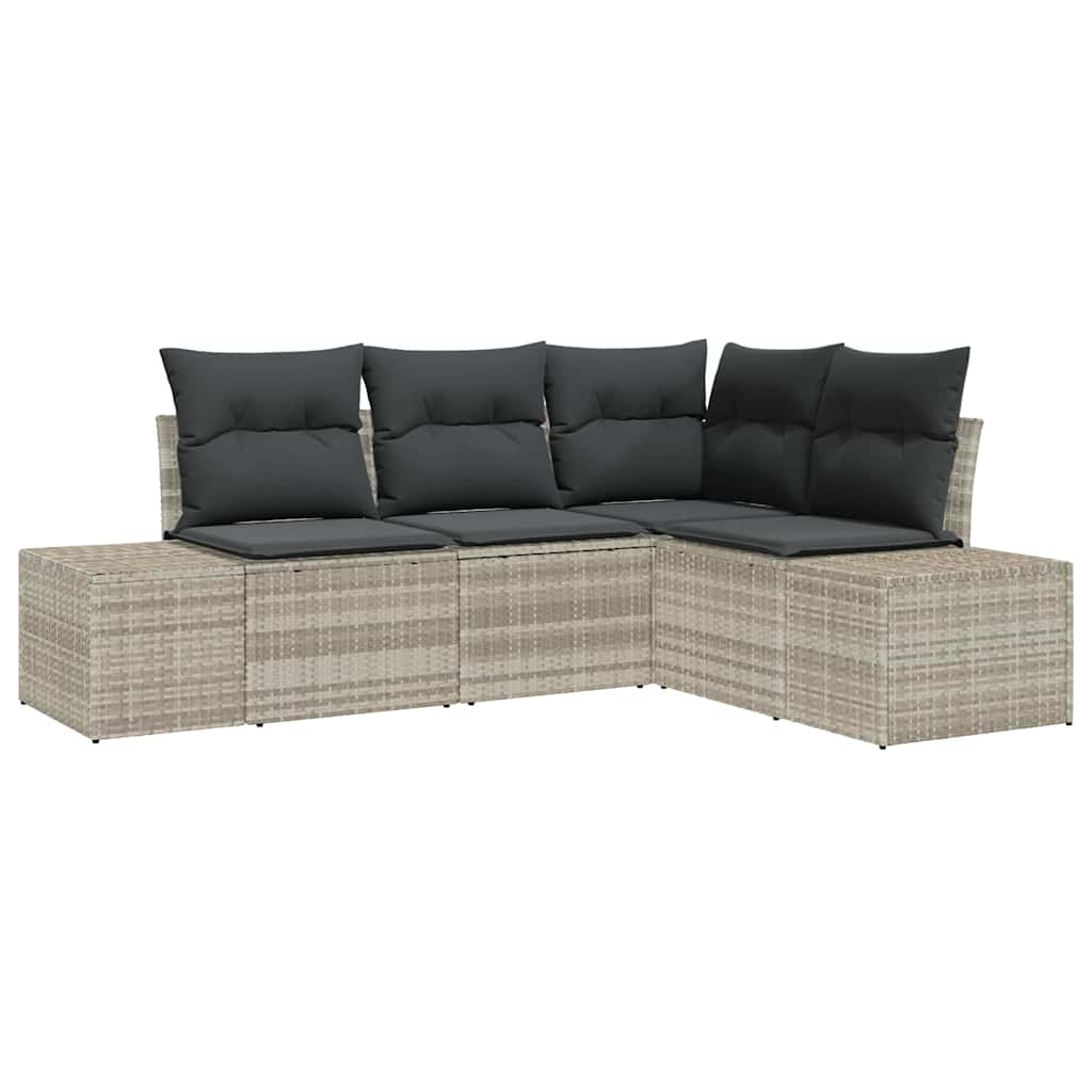 Set Divano da Giardino 4 pcs Grigio chiaro polyrattan