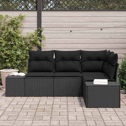 Set Divano da Giardino 4 pcs Nero polyrattan