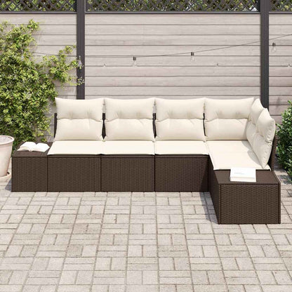 Set Divano da Giardino 5 pcs Marrone polyrattan