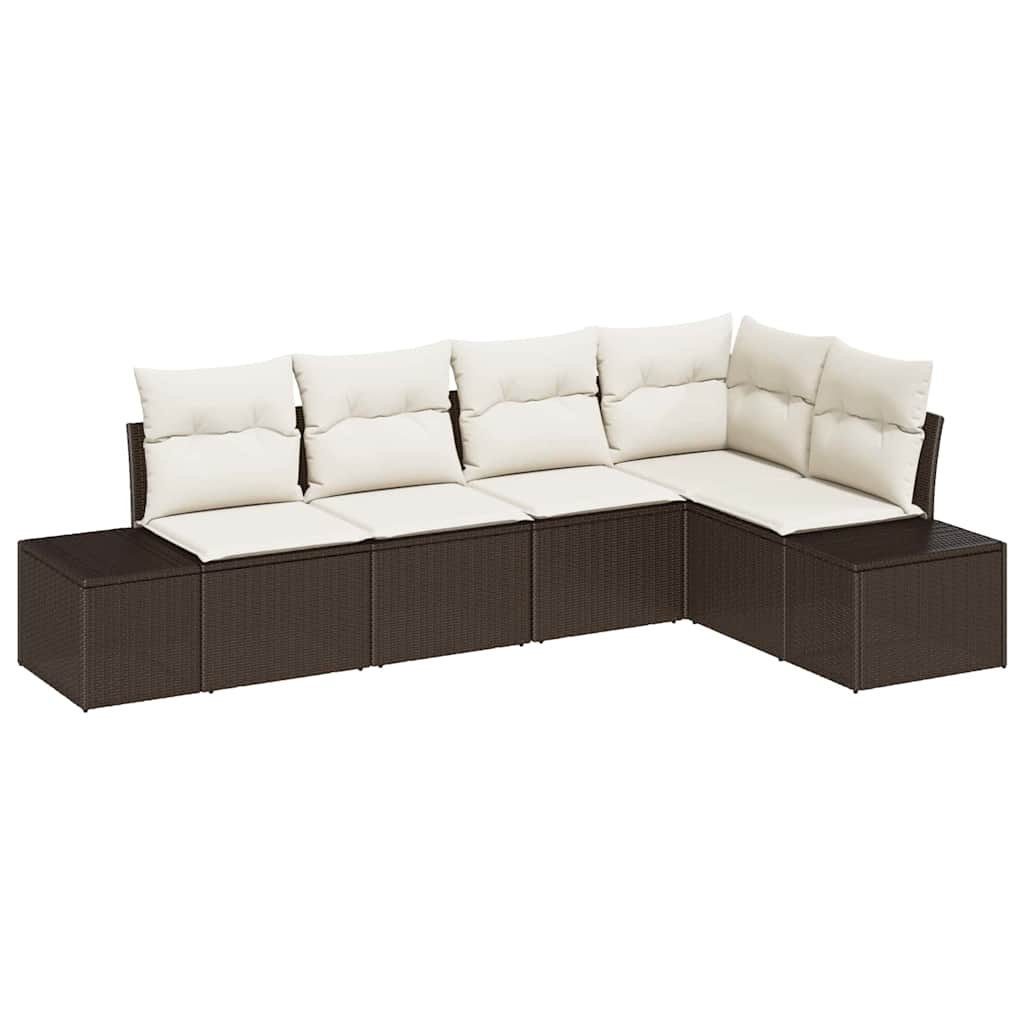 Set Divano da Giardino 5 pcs Marrone polyrattan