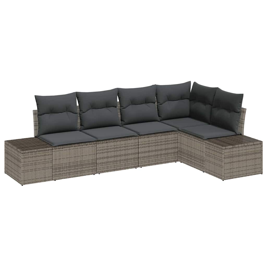 Set Divano da Giardino 5 pcs Grigio polyrattan