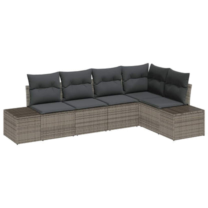 Set Divano da Giardino 5 pcs Grigio polyrattan